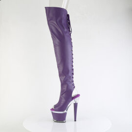 Pleaser SPECTATOR-3030 Platform Overknee Boots Faux Leather Clear Purple