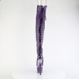 Pleaser SPECTATOR-3030 Platform Overknee Boots Faux Leather Clear Purple