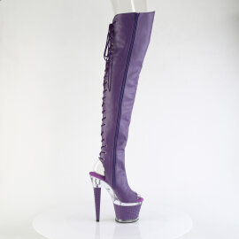 Pleaser SPECTATOR-3030 Platform Overknee Boots Faux Leather Clear Purple