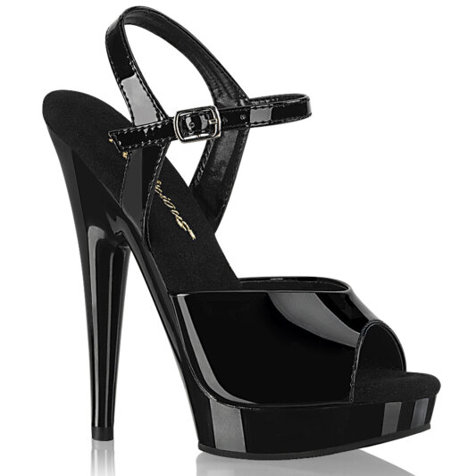 Fabulicious SULTRY-609 Platform Sandalettes Patent Black
