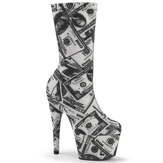 Pleaser ADORE-1002DP Platform Ankle Boots Fabric Black White EU-40 / US-10