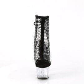 Pleaser ADORE-1018RM Platform Sandalettes Faux Leather Clear Rhinestones Black EU-36 / US-6