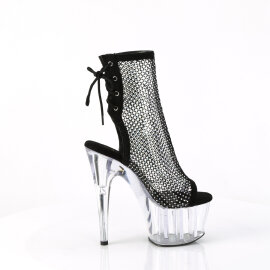 Pleaser ADORE-1018RM Platform Sandalettes Faux Leather Clear Rhinestones Black EU-38 / US-8