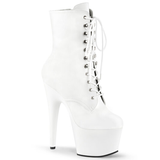 Pleaser ADORE-1020 Platform Ankle Boots Faux Leather White EU-36 / US-6
