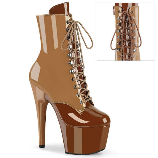Pleaser ADORE-1020DC Platform Ankle Boots Patent Brown EU-42 / US-12