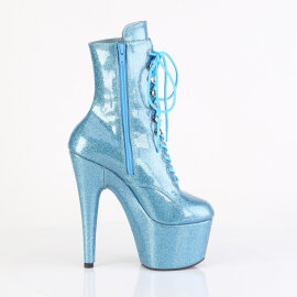 Pleaser ADORE-1020GP Platform Ankle Boots Patent Glitter Baby Blue EU-35 / US-5