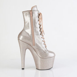 Pleaser ADORE-1020GP Platform Ankle Boots Patent Glitter Beige Brown EU-37 / US-7