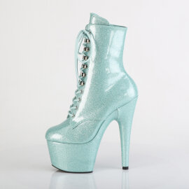 Pleaser ADORE-1020GP Platform Ankle Boots Patent Glitter Mint Green EU-37 / US-7