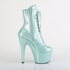 Pleaser ADORE-1020GP Platform Ankle Boots Patent Glitter Mint Green EU-44 / US-14