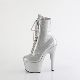 Pleaser ADORE-1020GP Platform Ankle Boots Patent Glitter Silver EU-35 / US-5