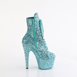 Pleaser ADORE-1020GWR Platform Ankle Boots Glitter Turquoise EU-35 / US-5