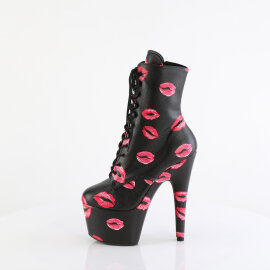 Pleaser ADORE-1020KISSES Platform Ankle Boots Faux Leather Black EU-37 / US-7
