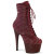 Pleaser ADORE-1020RM Platform Ankle Boots Faux Leather Rhinestones Mesh Burgundy EU-37 / US-7