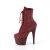 Pleaser ADORE-1020RM Platform Ankle Boots Faux Leather Rhinestones Mesh Burgundy EU-37 / US-7