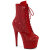 Pleaser ADORE-1020RM Platform Ankle Boots Faux Leather Rhinestones Mesh Red EU-41 / US-11