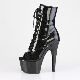 Pleaser ADORE-1021GP Platform Ankle Boots Patent Glitter Black EU-35 / US-5