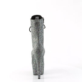 Pleaser ADORE-1040GR Platform Ankle Boots Chrome Hologram Sequins Silver EU-36 / US-6