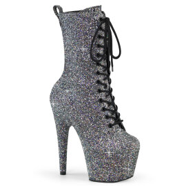 Pleaser ADORE-1040GR Platform Ankle Boots Chrome Hologram Sequins Silver EU-37 / US-7