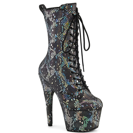 Pleaser ADORE-1040SPF Platform Ankle Boots Fabric Hologram Metallic Silver EU-42 / US-12
