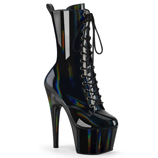 Pleaser ADORE-1040WR-HG Platform Ankle Boots Patent Hologram Black EU-36 / US-6