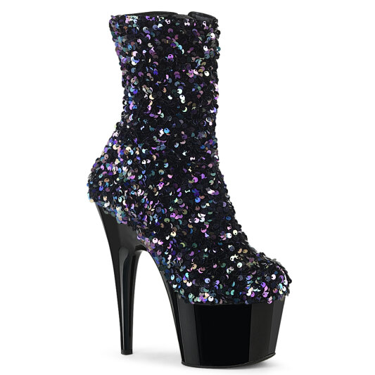 Pleaser ADORE-1042SQ Platform Ankle Boots Sequins Black EU-35 / US-5