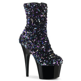 Pleaser ADORE-1042SQ Platform Ankle Boots Sequins Black...