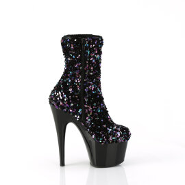 Pleaser ADORE-1042SQ Platform Ankle Boots Sequins Black EU-38 / US-8