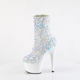 Pleaser ADORE-1042SQ Platform Ankle Boots Sequins White EU-38 / US-8