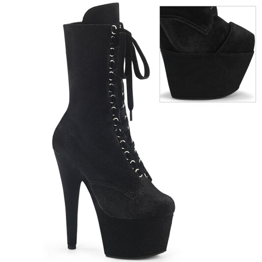 Pleaser ADORE-1045VEL Platform Ankle Boots Velvet Black EU-40 / US-10