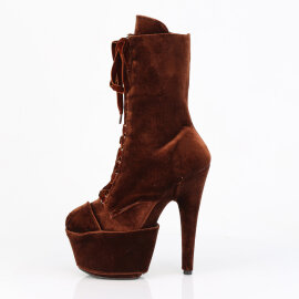 Pleaser ADORE-1045VEL Platform Ankle Boots Velvet Brown EU-36 / US-6