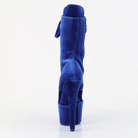 Pleaser ADORE-1045VEL Platform Ankle Boots Velvet Blue EU-42 / US-12