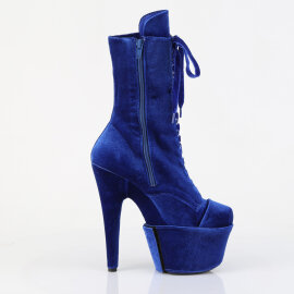 Pleaser ADORE-1045VEL Platform Ankle Boots Velvet Blue EU-42 / US-12