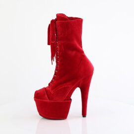Pleaser ADORE-1045VEL Platform Ankle Boots Velvet Red EU-36 / US-6