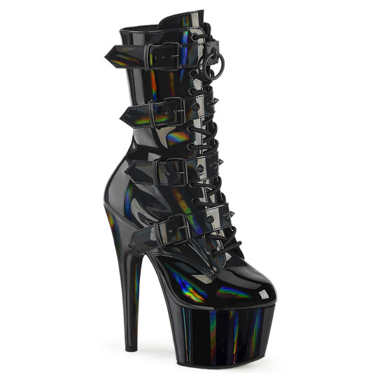 Pleaser ADORE-1046 Platform Ankle Boots Patent Hologram Black EU-35 / US-5