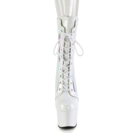 Pleaser ADORE-1047 Platform Ankle Boots Patent Hologram White EU-38 / US-8