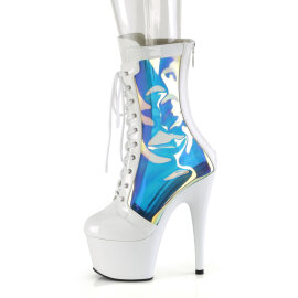 Pleaser ADORE-1047 Platform Ankle Boots Patent Hologram White EU-40 / US-10