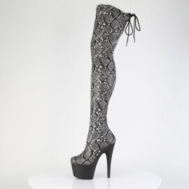 Pleaser ADORE-3008SP-BT Platform Overknee Boots Snake Print Black White EU-40 / US-10
