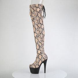 Pleaser ADORE-3008SP-BT Platform Overknee Boots Snake Print Brown EU-38 / US-8