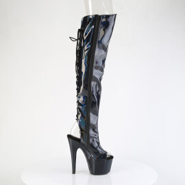 Pleaser ADORE-3019HWR Platform Overknee Boots Hologram Black EU-38 / US-8