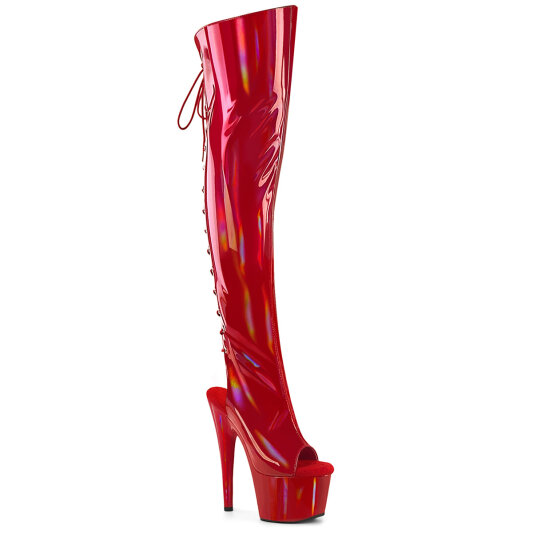 Pleaser ADORE-3019HWR Platform Overknee Boots Hologram Red EU-36 / US-6