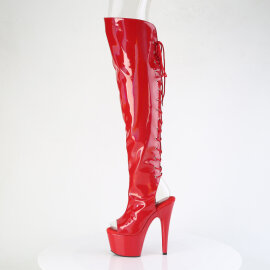 Pleaser ADORE-3019HWR Platform Overknee Boots Hologram Red EU-42 / US-12