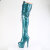 Pleaser ADORE-3020GP Platform Overknee Boots Patent Glitter Green Blue EU-35 / US-5