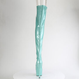 Pleaser ADORE-3021GP Platform Overknee Boots Patent Glitter Blue EU-41 / US-11