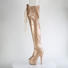 Pleaser ADORE-3021GP Platform Overknee Boots Patent Glitter Gold EU-44 / US-14