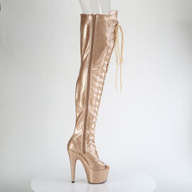 Pleaser ADORE-3021GP Platform Overknee Boots Patent Glitter Gold EU-44 / US-14
