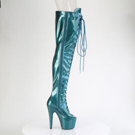 Pleaser ADORE-3021GP Platform Overknee Boots Patent Glitter Green Blue EU-35 / US-5
