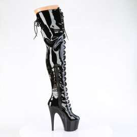 Pleaser ADORE-3022 Platform Overknee Boots Patent Black EU-42 / US-12