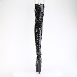 Pleaser ADORE-3850 Platform Overknee Boots Patent Black EU-41 / US-11
