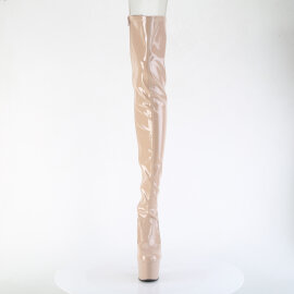Pleaser ADORE-3850 Platform Overknee Boots Patent Beige...