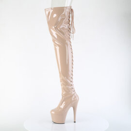 Pleaser ADORE-3850 Platform Overknee Boots Patent Beige EU-35 / US-5